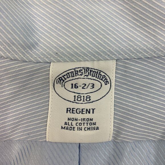 Brooks Brothers Dress Shirt Mens 16 Striped Cotton Regent Non Iron Cotton Button - Picture 5 of 16